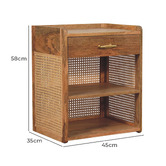 Solid State Studio Jenna Mango Wood &amp; Rattan Bedside Table