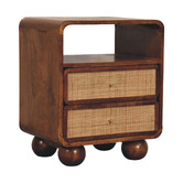 Solid State Studio Chesnut Austra Mango Wood &amp; Rattan Bedside Table