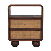 Solid State Studio Chesnut Austra Mango Wood &amp; Rattan Bedside Table