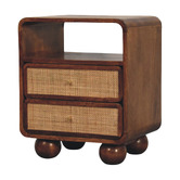 Solid State Studio Chesnut Austra Mango Wood &amp; Rattan Bedside Table