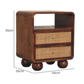 Solid State Studio Chesnut Austra Mango Wood &amp; Rattan Bedside Table