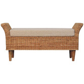 Solid State Studio Serafim Mango Wood &amp; Boucle Ottoman Bench