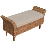 Solid State Studio Serafim Mango Wood &amp; Boucle Ottoman Bench