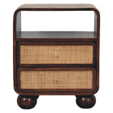 Solid State Studio Walnut Austra Mango Wood &amp; Rattan Bedside Table