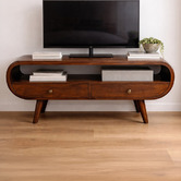 Solid State Studio Walnut Yury 2 Drawer Mango Wood TV Unit