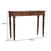 Solid State Studio Chesnut Huxley 3 Drawer Mango Wood Console Table