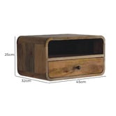 Solid State Studio Mikhail Mango Wood Wall-Mounted Bedside Table