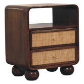 Solid State Studio Walnut Austra Mango Wood &amp; Rattan Bedside Table