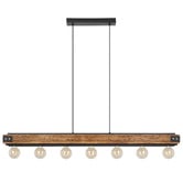Sorella Living Layham Steel &amp; Rubberwood Linear 7 Light Pendant
