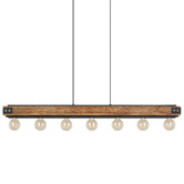 Sorella Living Layham Steel &amp; Rubberwood Linear 7 Light Pendant
