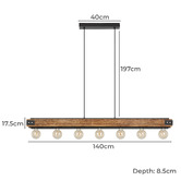 Sorella Living Layham Steel &amp; Rubberwood Linear 7 Light Pendant