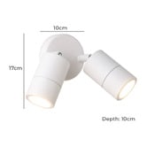 Sorella Living Fremantle 2 Light Outdoor Wall Spotlight