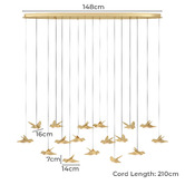 Sorella Living Paratebueno Steel 17 Birds LED Linear Pendant