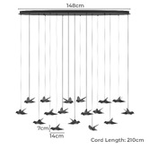 Sorella Living Paratebueno Steel 17 Birds LED Linear Pendant