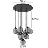 Sorella Living Ariscani Glass Orb 10 Light Cluster Pendant