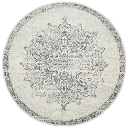 Network Rugs Silver Vintage Look Hilda Round Rug | Temple & Webster