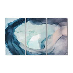 A La Mode Studio Ground Swell Stretched Canvas Wall Art Triptych 