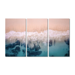 A La Mode Studio Aerial Beach Stretched Canvas Wall Art Triptych ...