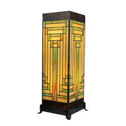 TiffanyPieces Geometric Cube Tiffany Glass Table Lamp | Temple & Webster