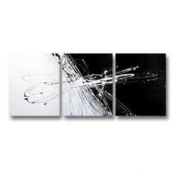 3 Piece Abstract Canvas Painting in Black and White | Temple & Webster