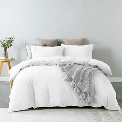 Chiswick Living White Aelia Cotton Quilt Cover Set | Temple & Webster