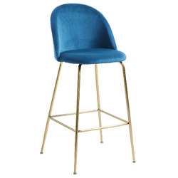 Linea Furniture 65cm Gold Legs Vasu Velvet Barstool | Temple & Webster