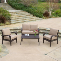 Naturally Provinicial Honolulu 4 Piece Outdoor PE Wicker Sofa Set ...