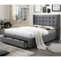 VIC Furniture Light Grey Atlanta King Bed with Drawer | Temple & Webster
