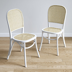 Temple & Webster Luca Beech & Rattan Dining Chairs