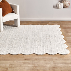 Temple & Webster Rowe Boucle Wool-Blend Scalloped Rug