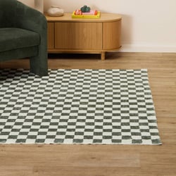 Temple & Webster Olive Ada Check Machine Washable Rug