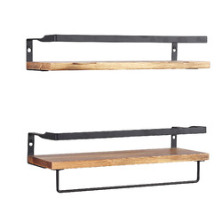 Oakleigh Home 2 Piece Wood & Metal Floating Shelves Set | Temple & Webster