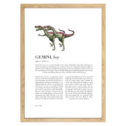 Zodiac Gemini Child Velociraptor Printed Wall Art | Temple & Webster