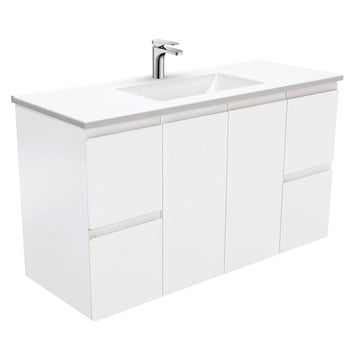 Vanessa Fingerpull 1200mm Satin White Wall Hung Vanity Unit Temple