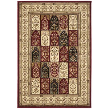 Network Rugs Burgundy with Ivory Traditional Panel Rug | Temple & Webster