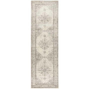 Network Rugs Silver & Grey Transitional Distressed Runner | Temple ...