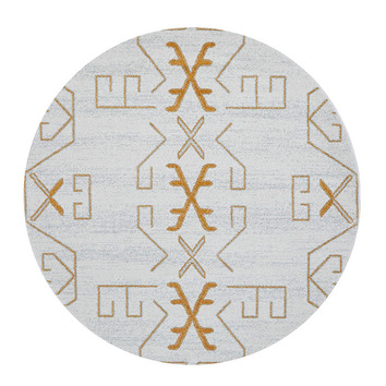 Network Rugs Gold Zoey Aztec Round Rug | Temple & Webster