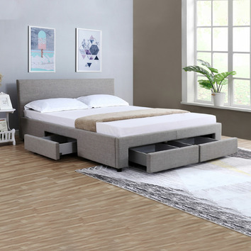 Mikasa Furniture Grey Robertson Upholstered Bed with Storage | Temple ...