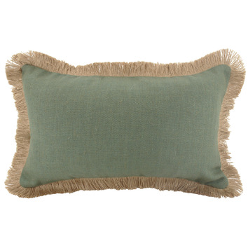 SageLane Fringed Rectangular Linen Cushion | Temple & Webster