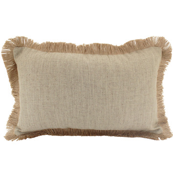 Nicholas Agency Fringed Rectangular Linen Cushion | Temple & Webster