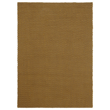 Mustard & Taupe Lace Hand-Hooked Indoor/Outdoor Rug | Temple & Webster