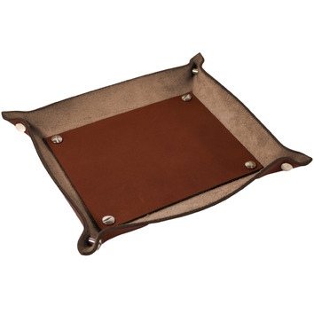 Tan Artisan Leather Desk Tray Temple, Leather Desk Tray
