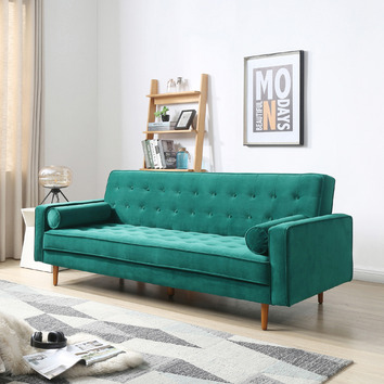 Southern Stylers Plast 3 Seater Velvet Sofa Bed | Temple & Webster