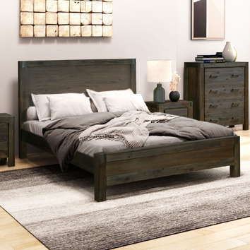 Southern Stylers Chocolate Brown Belmont Acacia Wood Bed Frame 