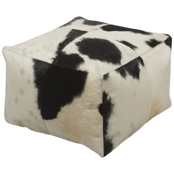 Lifestyle Traders Black & White Square Block Cowhide Ottoman | Temple ...