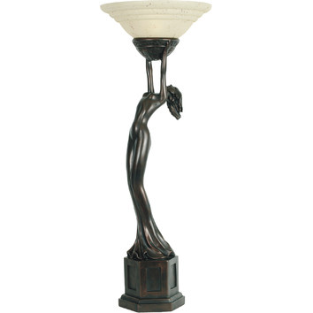 Art Deco Lady Uplight Table Lamp, Art Deco Lamp Lady