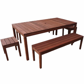 Woodlands Outdoor Furniture 8 Seater Outdoor Table & Bench Set | Temple ...