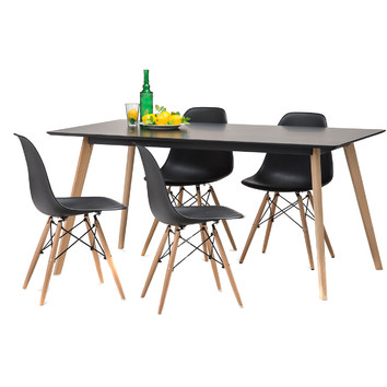 Black Scandi Dining Table Set With 4 Black Replica Eames Chairs Temple Webster