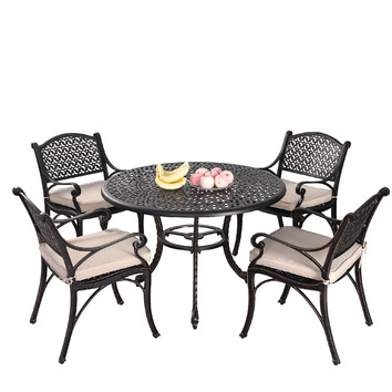 Cast Aluminium Dining Table Chair Set, Round Wrought Iron Dining Table And Chairs Set Of 4