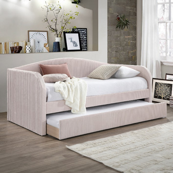 By Designs Esther Velvet Single Daybed With Trundle | Temple & Webster